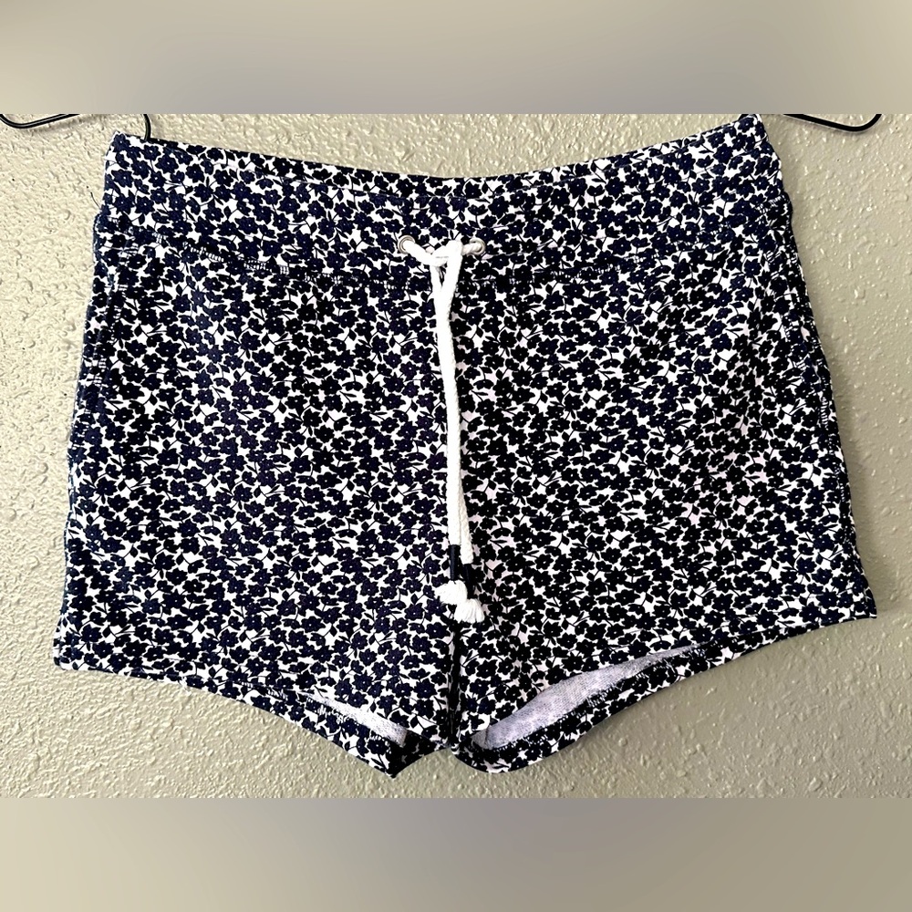 H&M LOGG Label of Greater Goods blue White Floral Knit Drawstring Shorts Size S